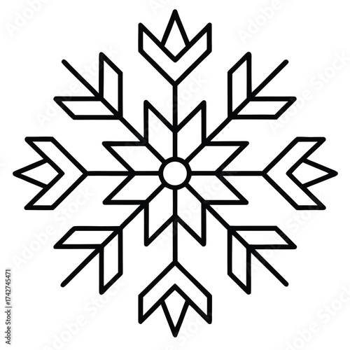 snowflakes pattern simple vector icon on black color and white background