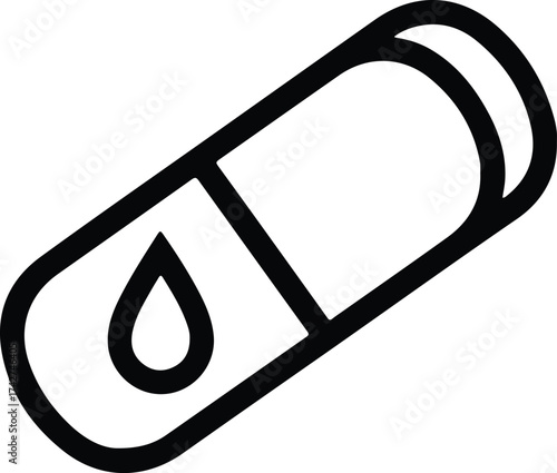 Illustrator Vector Pharmaceutical capsule pill with drop outline silhouette