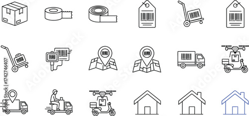 Delivery service shipping package tracking barcode logistics transport