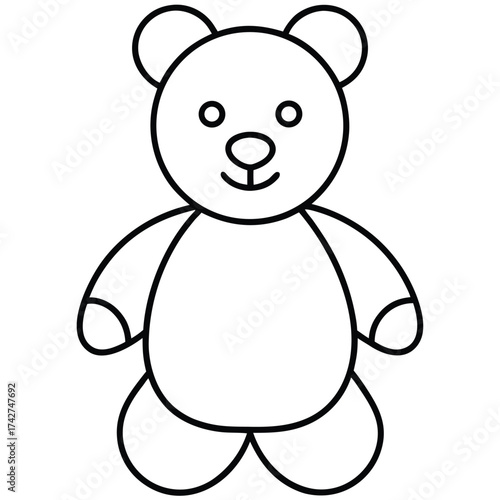 toy bear simple vector icon on black color and white background
