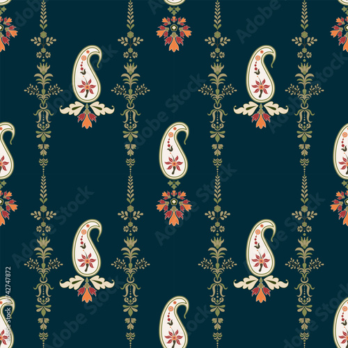 Vector Hand drawn colourful geometric flowers Motifs African boho paisley, seamless patterns with floral for fabric Ethnic Indian Pattern, textiles, clothing, wrapping paper, backdrop, banner.
