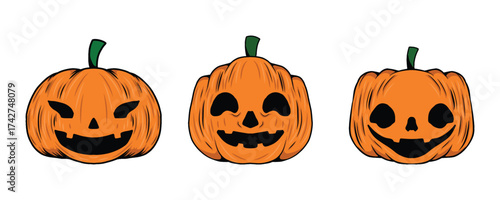 haloween pumpkin face vector set