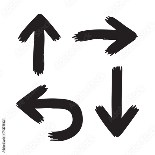 Hand Drawn Arrow Collection Artistic Directional Signs for Presentations and Designs Grungy and Expressive with Variations and Pointing Directions