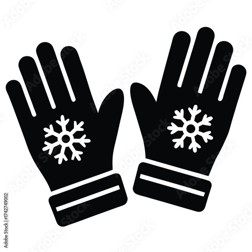 winter gloves simple vector icon on black color and white background