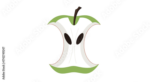Cartoon apple core illustration perfect for food blogs, healthy eating, and creative designs

