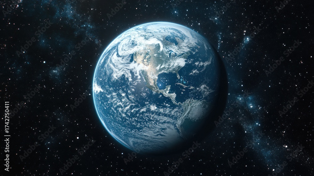Naklejka premium Earth, a vibrant blue sphere in space