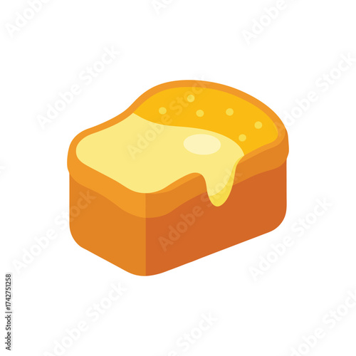 a rustic slice of artisan bread with a pat of butter vector illustration