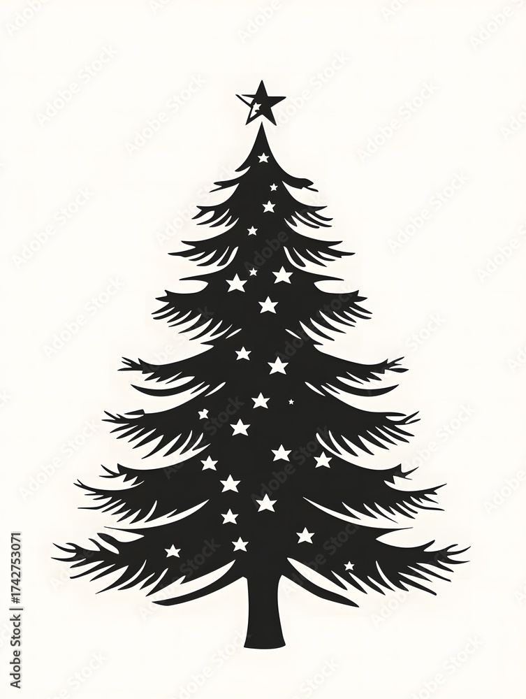 Obraz premium Silhouette of a Christmas tree illustration png transparent background
