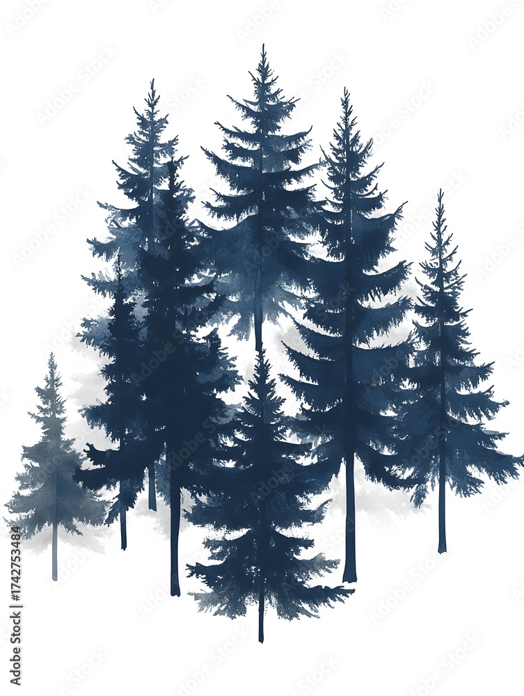 Fototapeta premium Silhouette of a Christmas tree illustration png transparent background