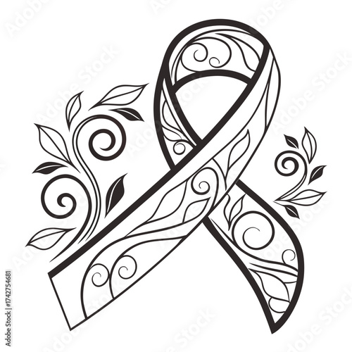 An awareness ribbon with floral design