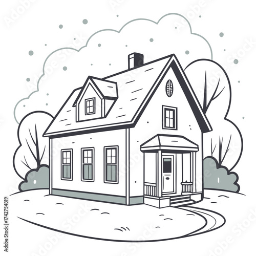 House with trees in winter