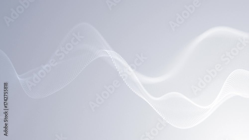 Particles blue wave Cyber technology background loop. Mesh glowing dots digital luxurious wave particles flows background, Motion of digital data flow. Seamless loop.  wave gray and white background