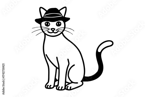 A domestic cat wearing a Hat