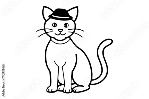 A domestic cat wearing a Hat
