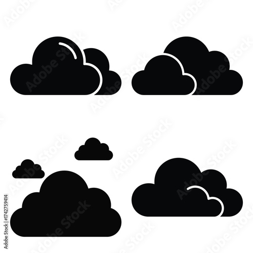 cloudy sky silhouette vector icon bundle