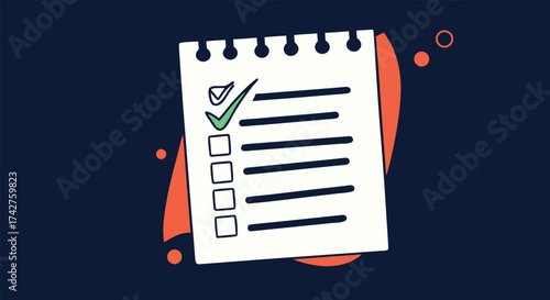 Checklist with two checked boxes for goals, plans, and success, business concepts

