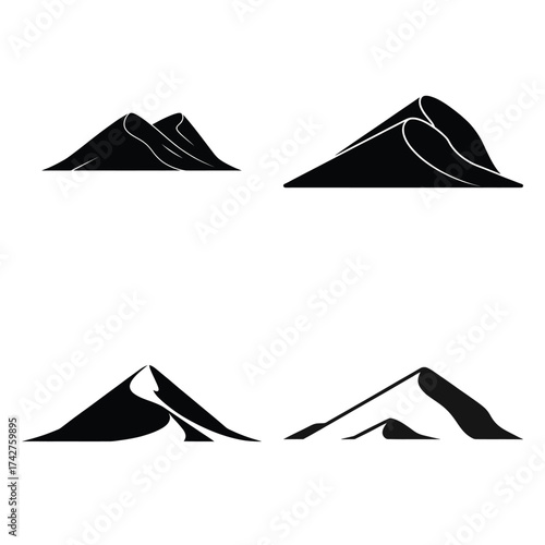 dune hill silhouette vector icon bundle