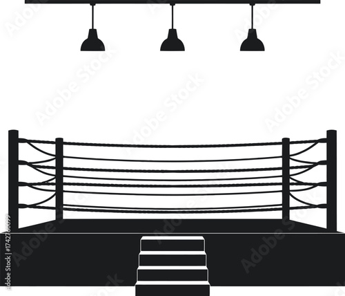 Boxing ring arena vector illustration for combat sports and martial arts design