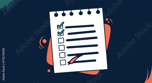 Checklist with two checked boxes for goals, plans, and success, business concepts

