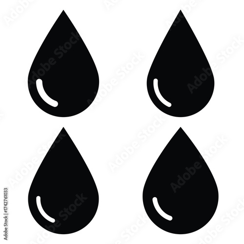 rain drop silhouette vector icon bundle