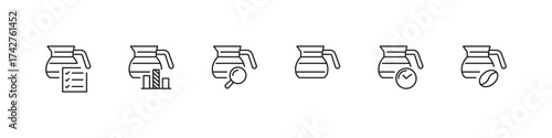 Coffee drink quality check in outline style. Beverage vector collection