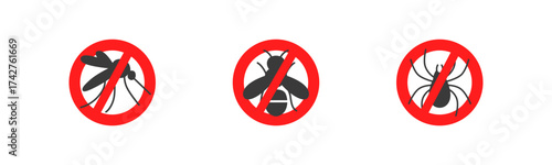 Anti insects signs in flat style. Pest control vector elements