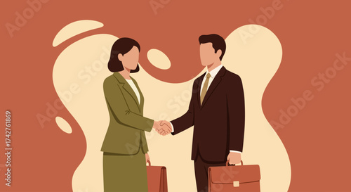 Two Business Professionals Shaking Hands in a Deal, Symbolizing Partnership and Agreement in a Professional Setting