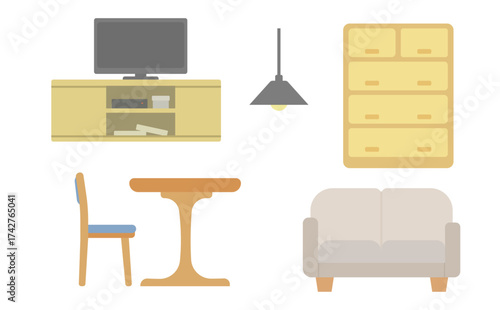 シンプルな家具のイラストセット