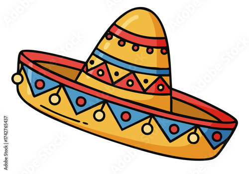cheerful sombrero illustration on a pastel background Vibrant colors and playful design make it ideal for party or festive themes Perfect for digital marketing and social media