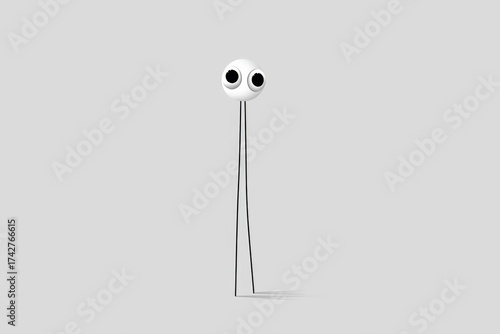 Wallpaper Mural A whimsical character featuring large googly eyes and thin long legs strikes a playful pose, adding charm to the simple, light backdrop Torontodigital.ca