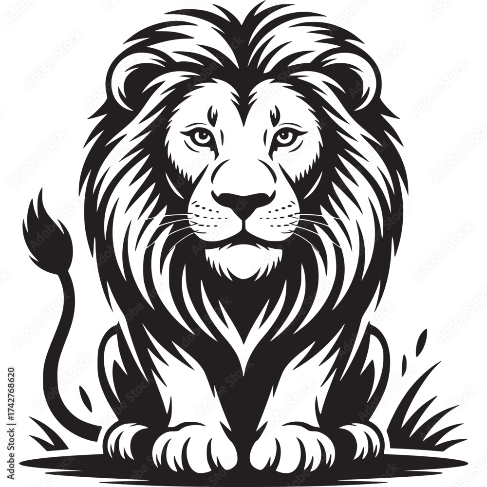 Obraz premium Vector art of majestic lion head illustration