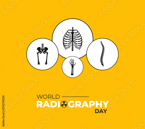 World Radiography Day. 8 November. Template for background with banner, poster and card. Vector illustration.