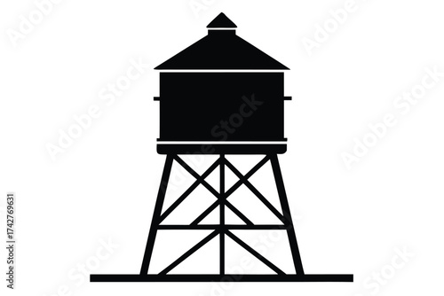 water tower vector icon silhouette