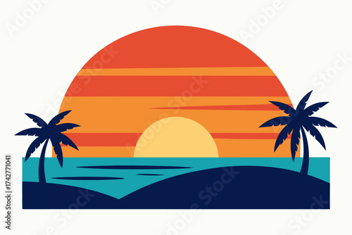 A sunset with beach