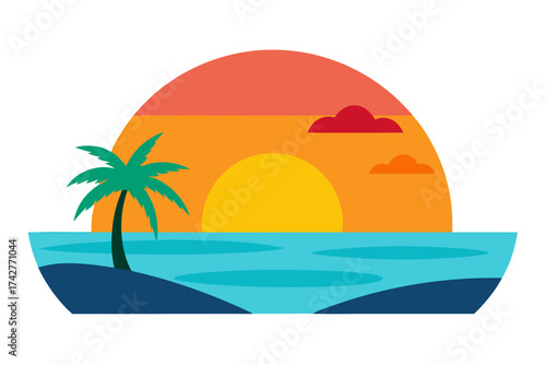 A sunset with beach