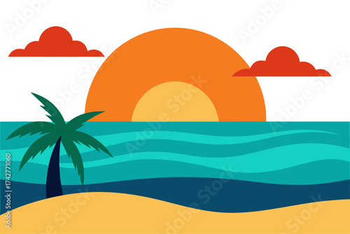 A sunset with beach