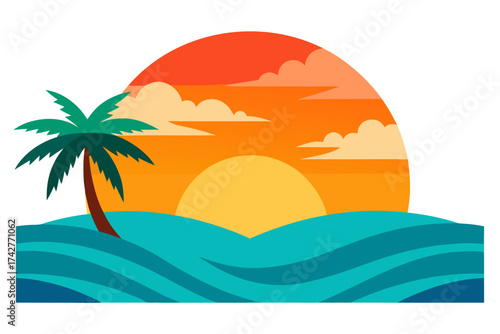 A sunset with beach
