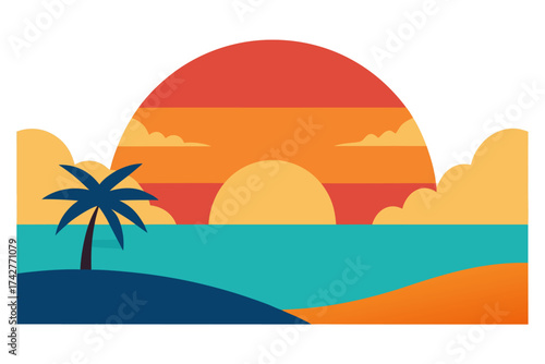 A sunset with beach