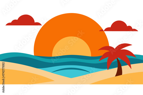A sunset with beach