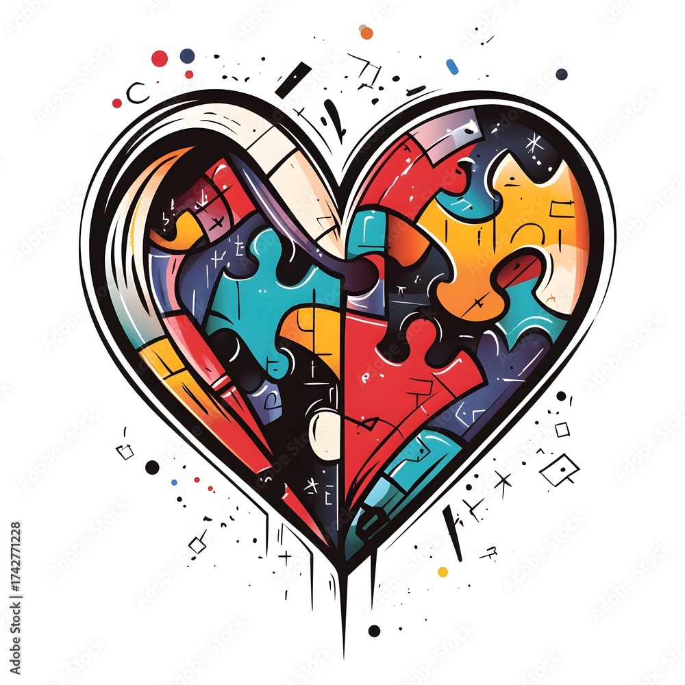 Obraz premium autism heart illustration png transparent background