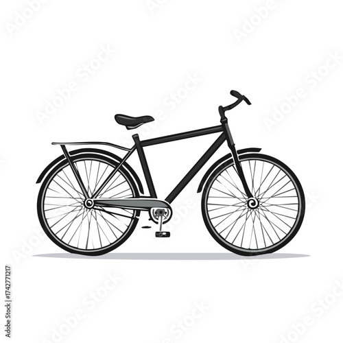 Classic Black Bicycle Illustration with Rear Rack for Commuting and Urban Transportation