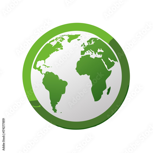 Green World Globe Symbol: Earth Map Illustration with Ecological Design Concept