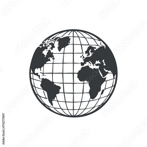 Globe World Earth Continent Outline Minimalist Global Travel Journey