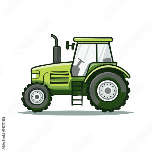 Modern green farm tractor agricultural machinery isolated vector illustration
