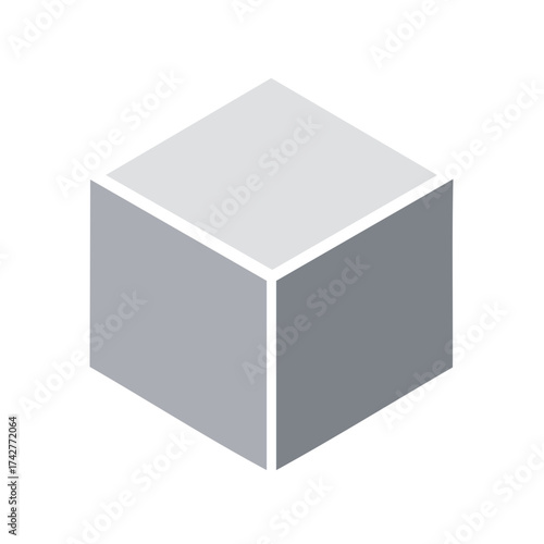 Modern abstract three dimensional gray cube geometric shape isolated design element minimal icon concept