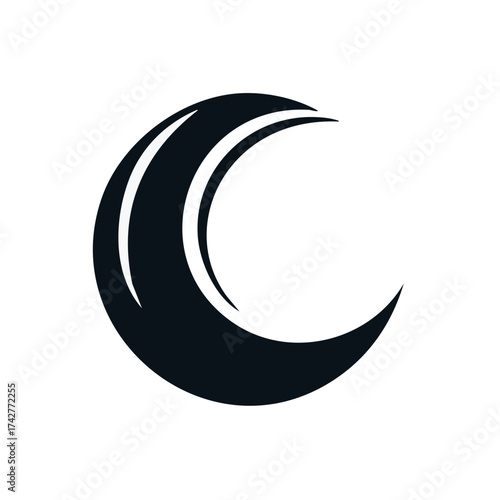 Crescent Moon Silhouette Minimalist Abstract Graphic Symbol