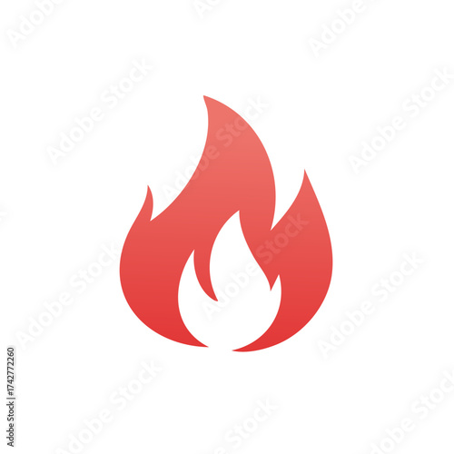 Simple red fire flame icon stylized vector graphic illustration