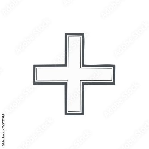 Hand drawn cross design with an outline