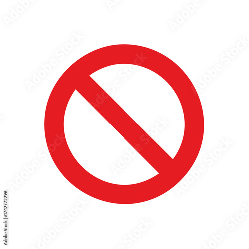 Red Circle with Line Symbolizes Prohibition Restriction Stop Sign No Entry Caution Warning Icon