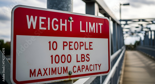 Regulatory Sign Indicating Weight and People Capacity Restrictions on Transportation Structure